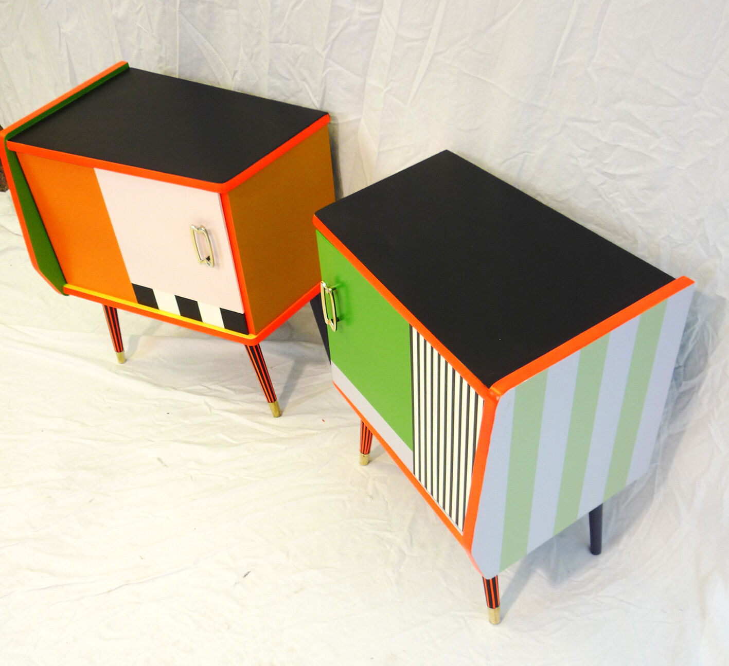 Pair of colorful bedside tables