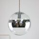 Suspension sphère vintage en verre et chrome, italie, 90s