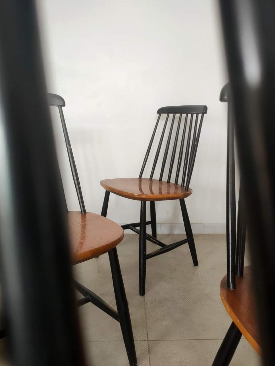 Series of 6 Chairs Nassjo Stolfabrik made of tinted black beech