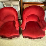 Pair of red toad theater armchairs