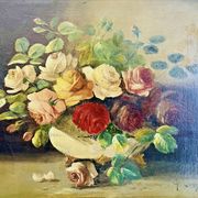 Oil on canvas still life by G. Lamy (19th-20th century)