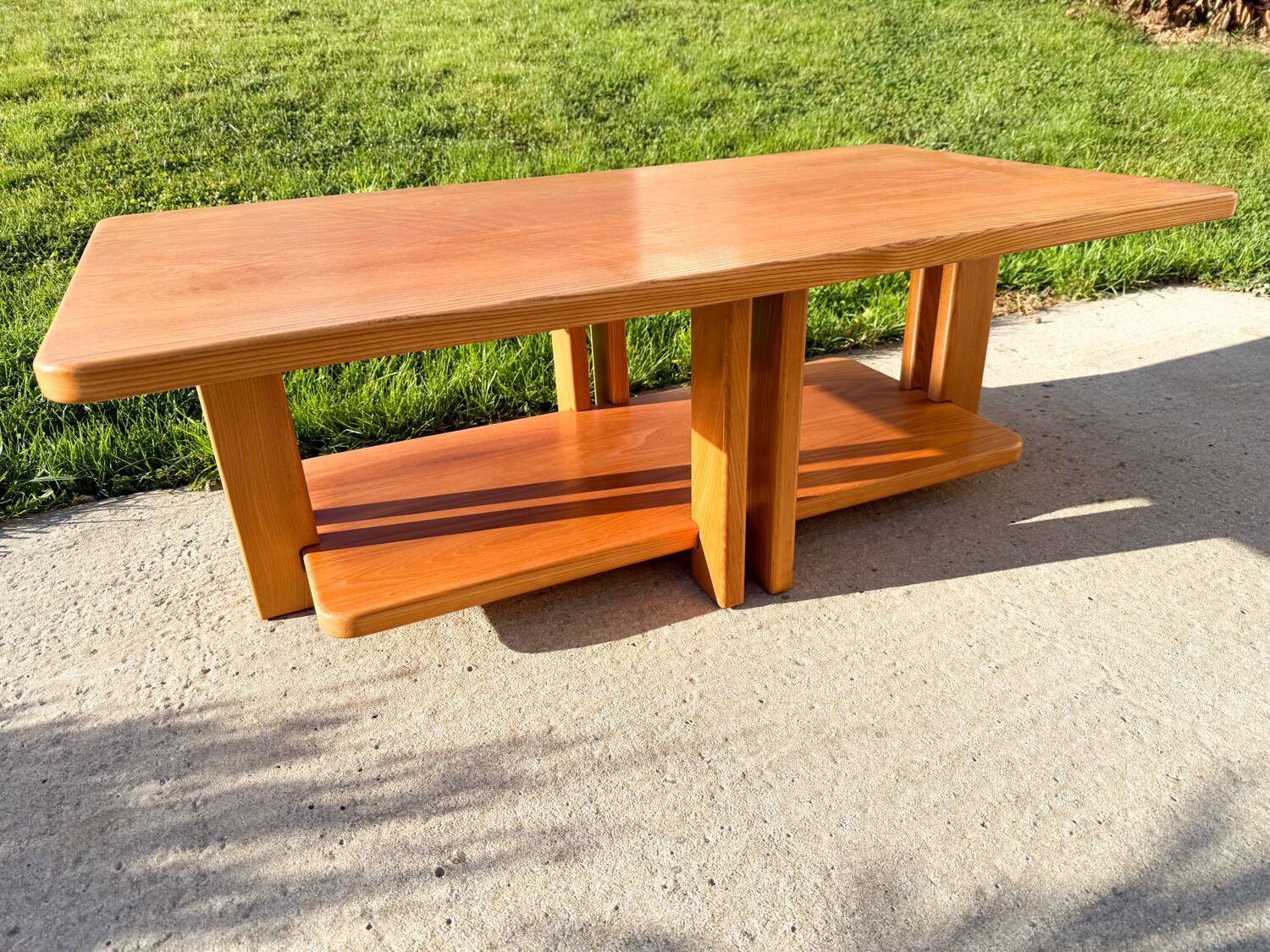 Large solid elm coffee table