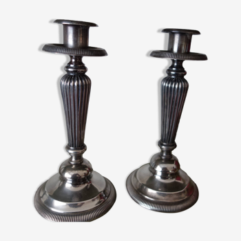 Pair of silver candle holders