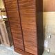 Furniture filing cabinet with double curtains in mahogany and tinted beech
