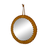 Round leather saddle mirror