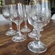 Set of 6 ancient white wine glasses in engraved crystal and gold border