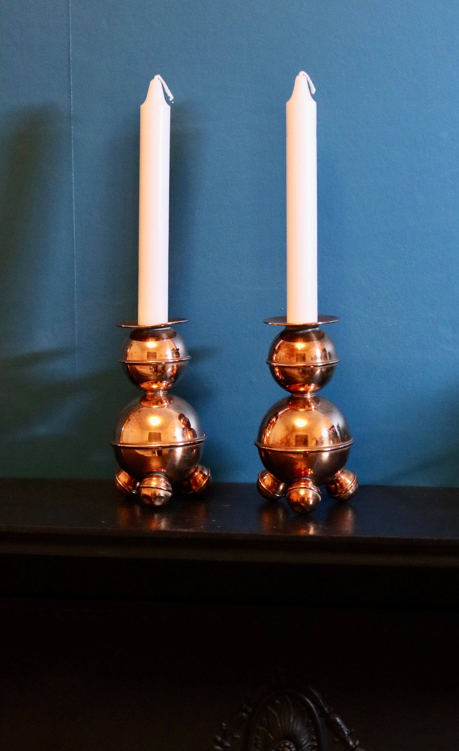Pair of Swedish copper candlesticks from the mid-century by ALB Lindstrom Eskiltuna.