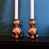 Pair of Swedish copper candlesticks from the mid-century by ALB Lindstrom Eskiltuna.