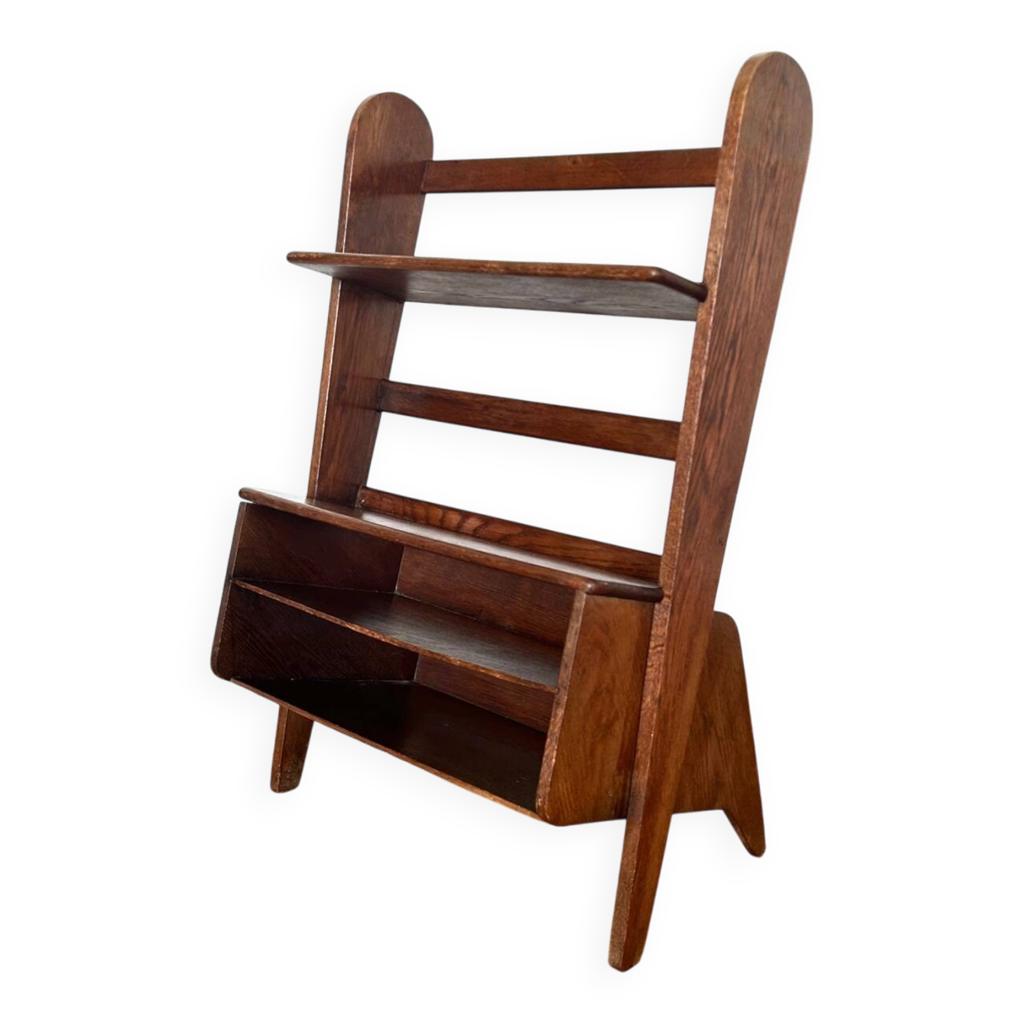 Handheld/carry-on bookcase, design A. Bocek for Krasna Jizba, Czechoslovakia, 1949