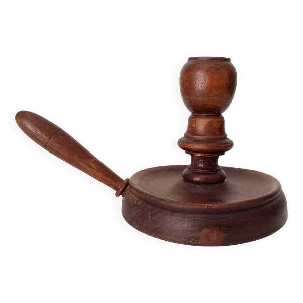 Bougeoir à main ancien en bois, XIXème s.