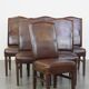 Lot de 6 chaises de salle à manger en peau de mouton foncée avec clous décoratifs