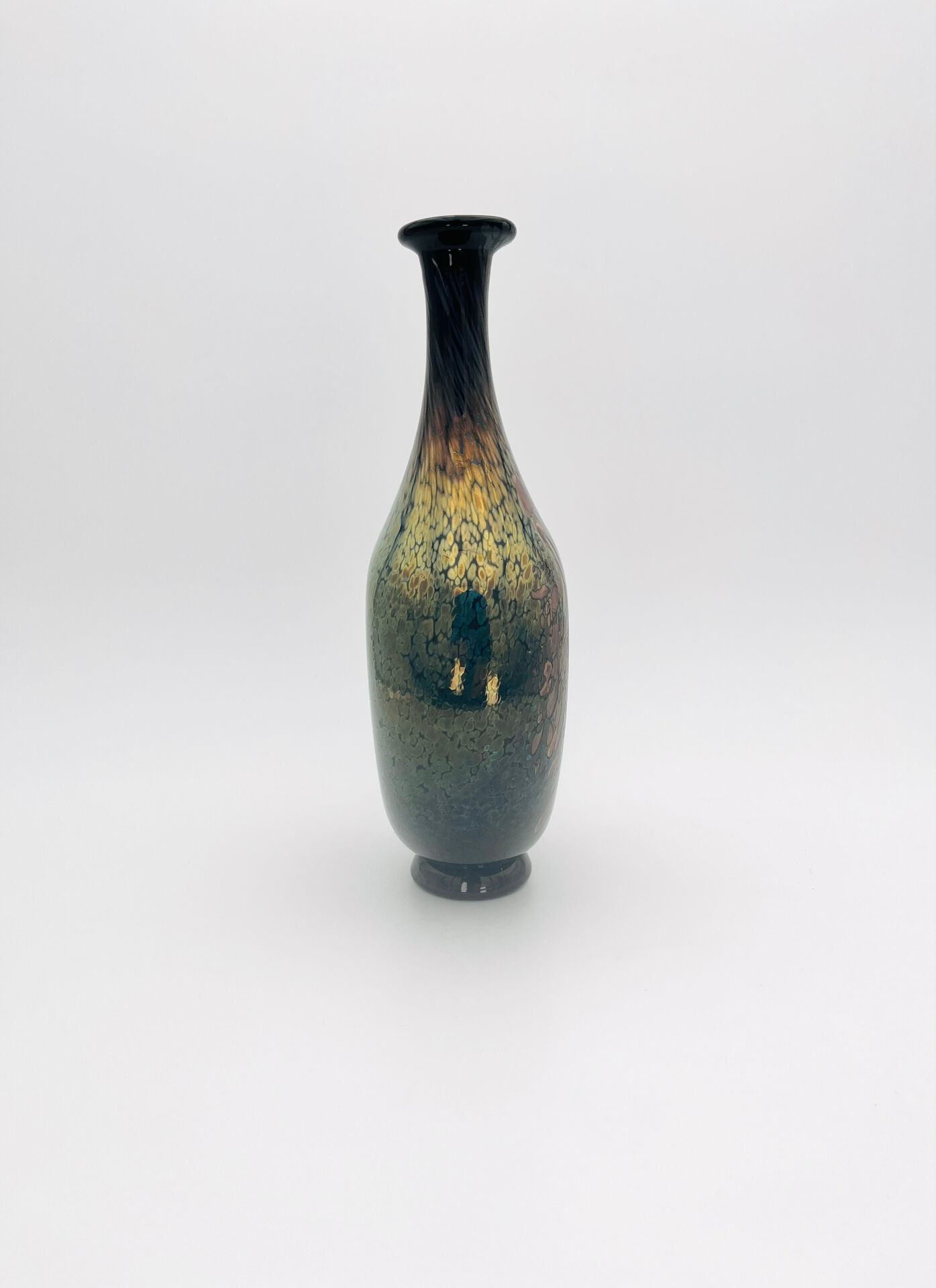 Vase R Pierini Studio Glass 1984 Copper 27cm Mineral Inclusions Signed