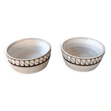 Two stoneware bowls with white glaze by Emile Masson, Vallauris 1950.