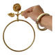 Gold ring towel holder, pink metal