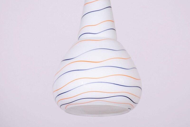 Mid-Century Czech Chromed Steel and Milk Glass Pendant Light, 1960s
