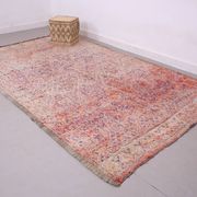 Pink Vintage Moroccan Rug 197 x 320 cm, Berber Wool Rug, Handmade Boho Rug
