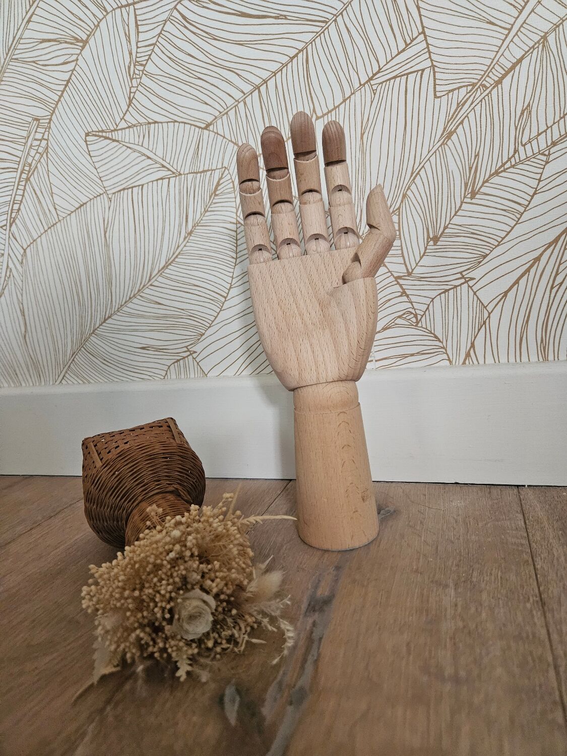 Large articulated wooden hand