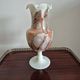 Vintage footed vase in white opaline, marbled/marble effect decoration from the 60s.