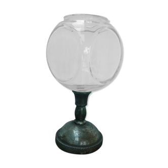 Vase ou coupe en verre sur pied argenté