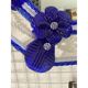 Venetian Octagonal Blue Floreal Hand-Carving Mirror in Murano Glass Style