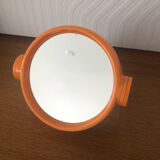 Orange plastic makeup mirror Vintage year 70