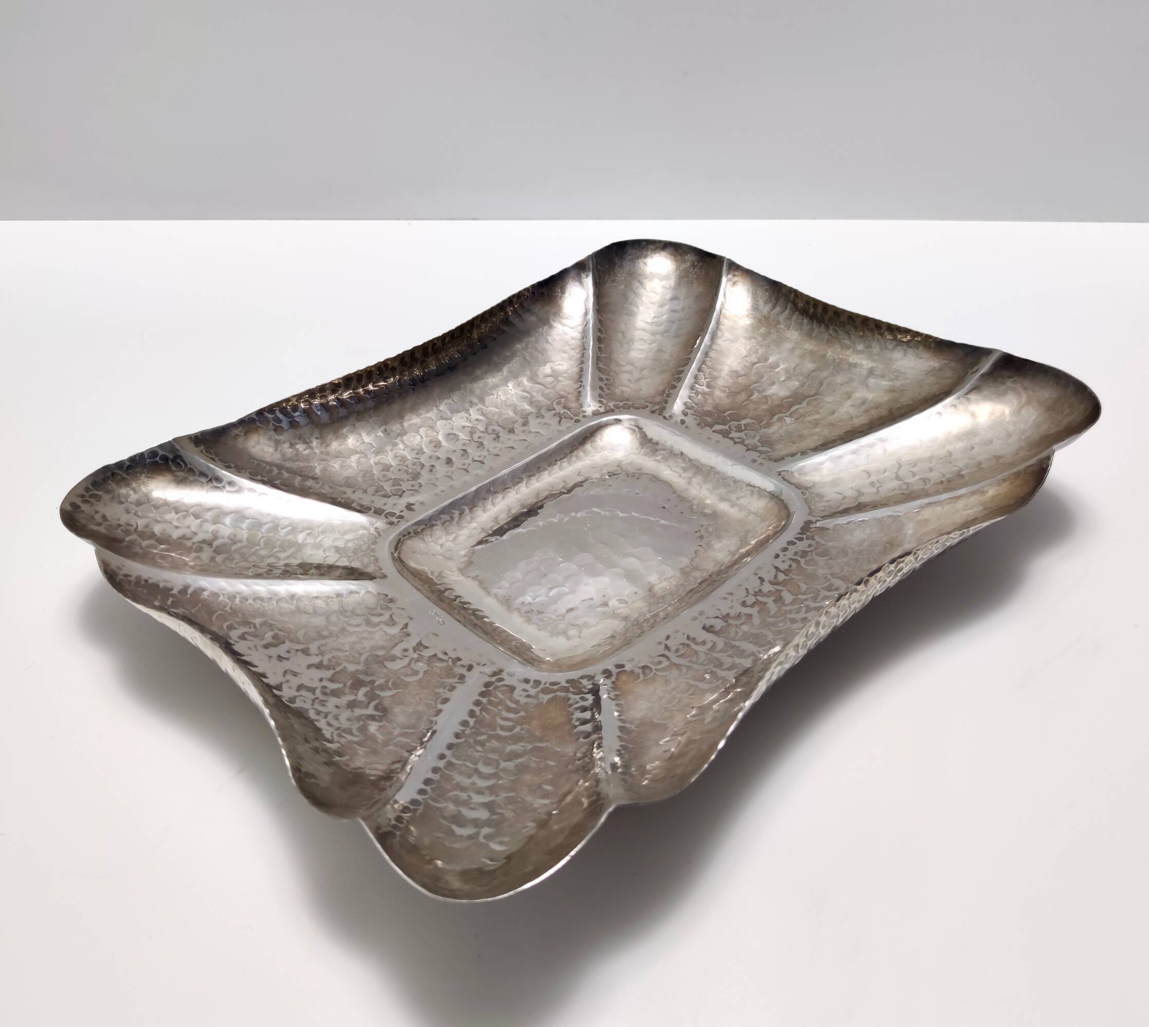 Vintage Rectangular Embossed Silver Plated Tray / Centerpiece by Olri, Italy