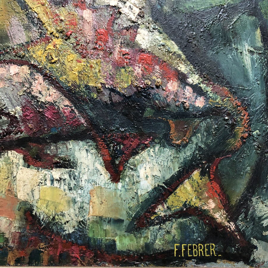 Old painting signed Ferber "The fish"