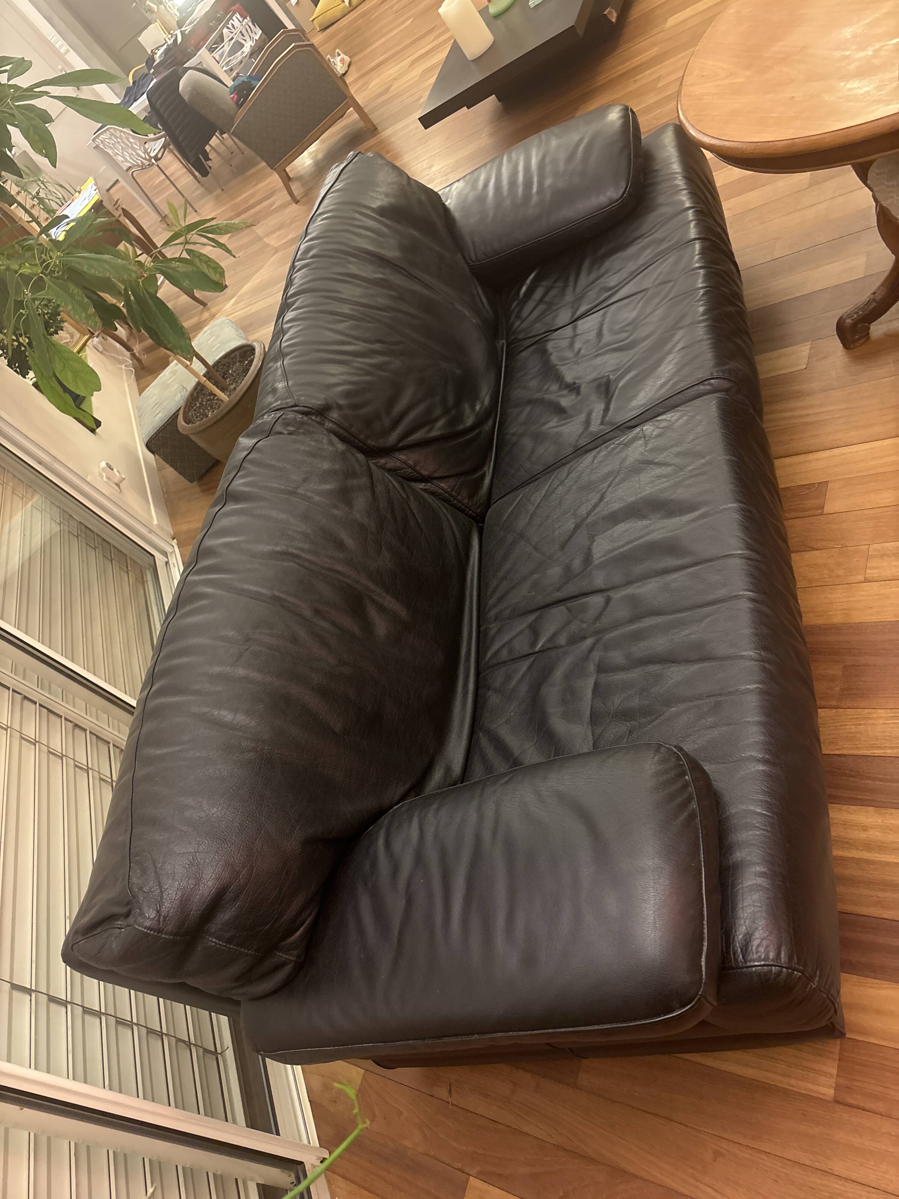 Black leather sofa