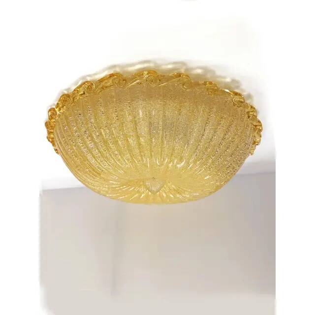 Venetian Amber Graniglia Budino Murano Glass Flush Mount by Simoeng