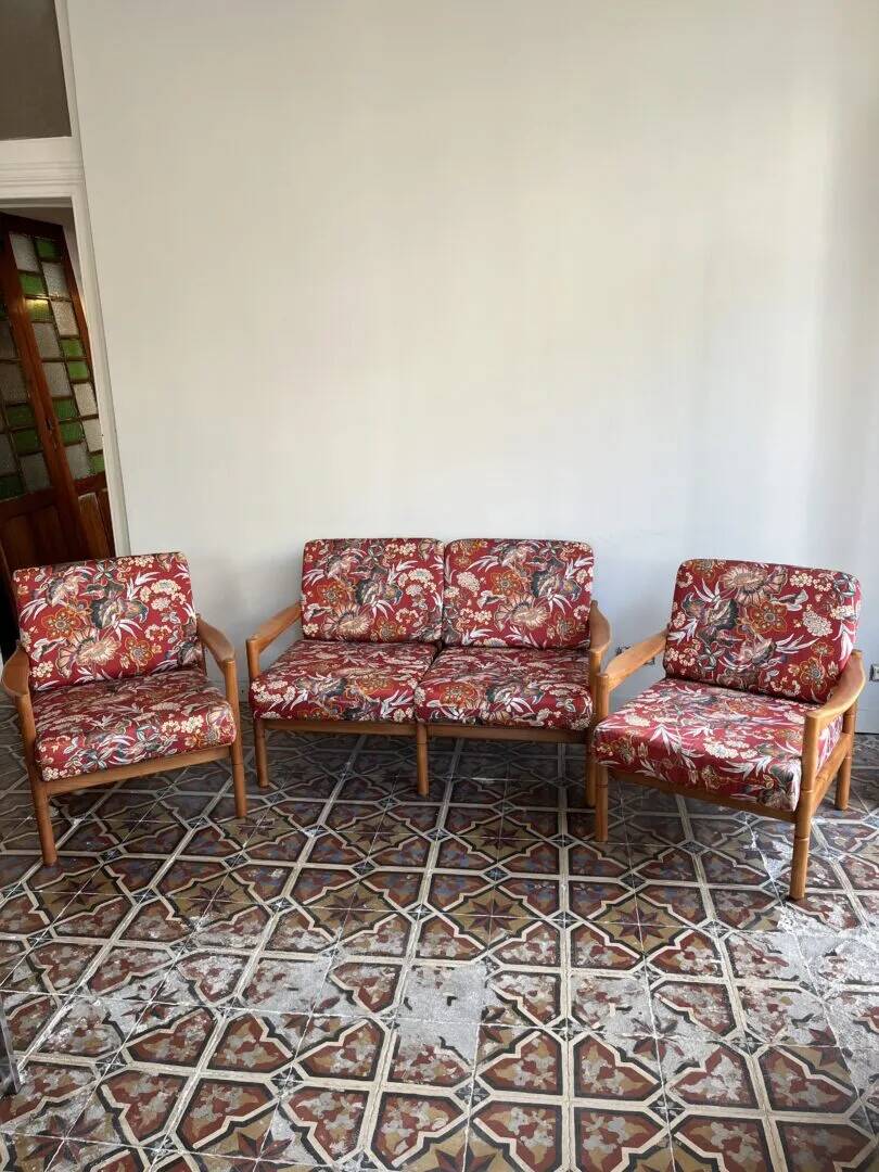 Mid-century floral sitting area