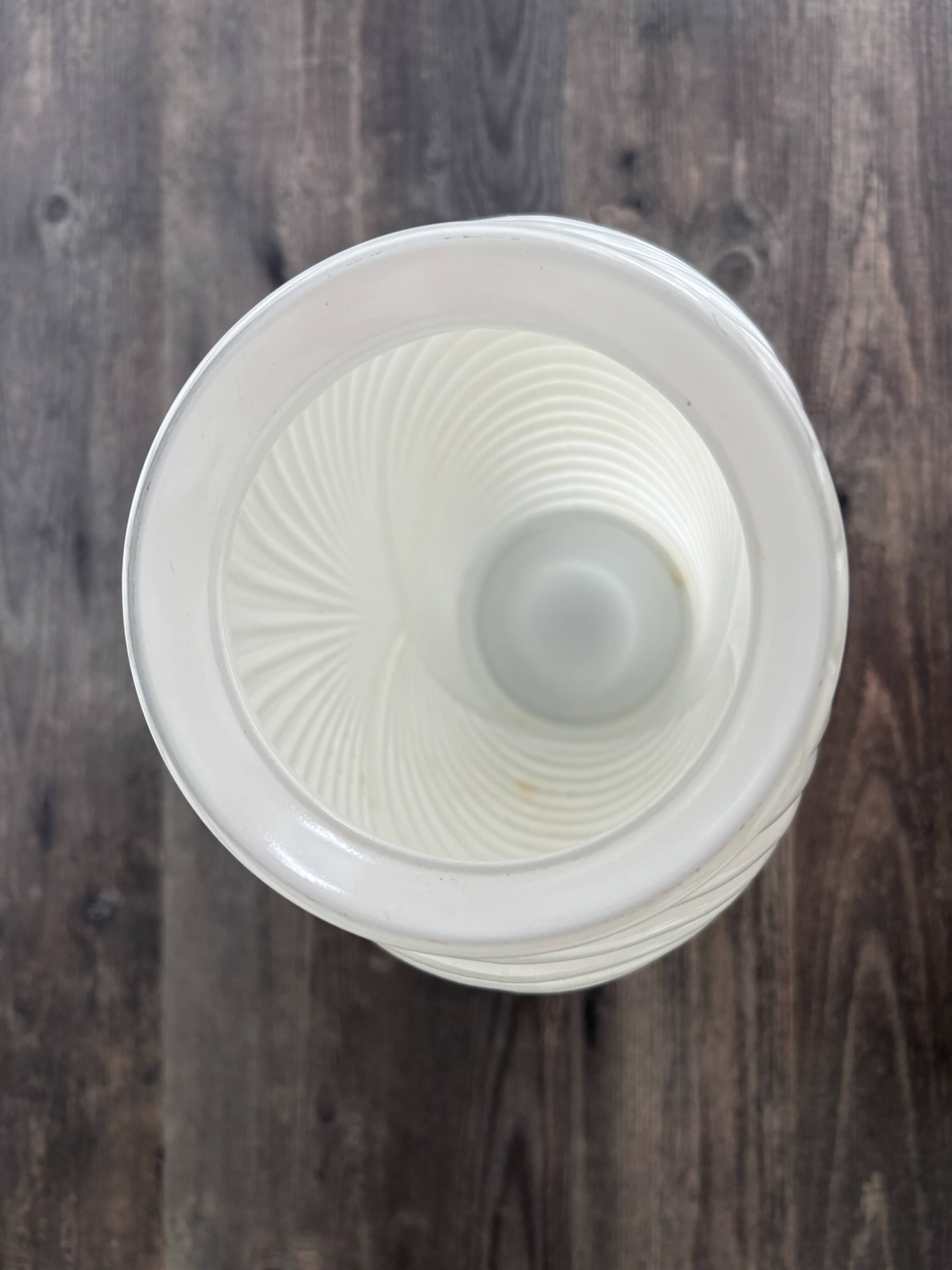Vintage large pressed white glass vase