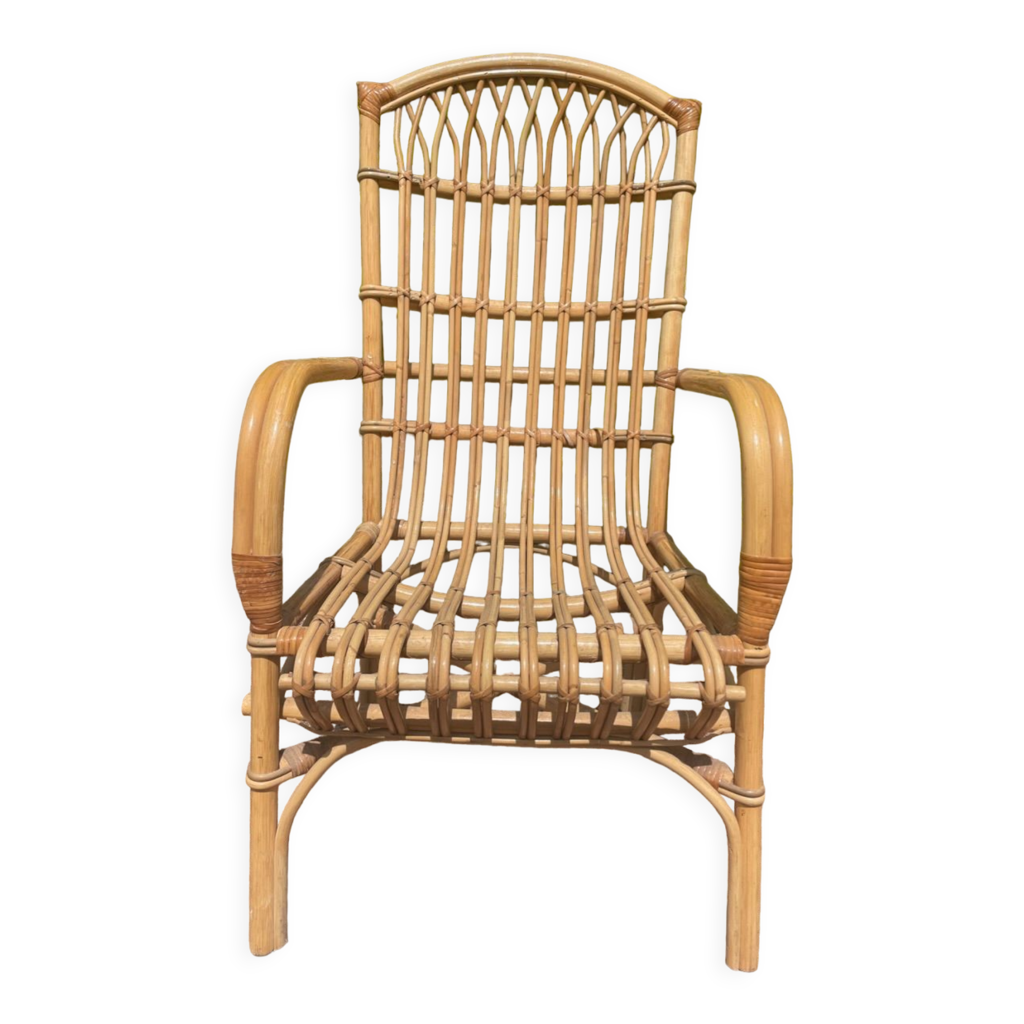 Series of 4 rattan armchairs from the 70s from the Netherlands