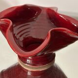 Very Pretty Vintage 50s Cup in Red Enameled Stoneware Clover Shape 🍀