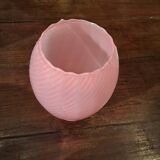 Opalescent pink glass cotton pot