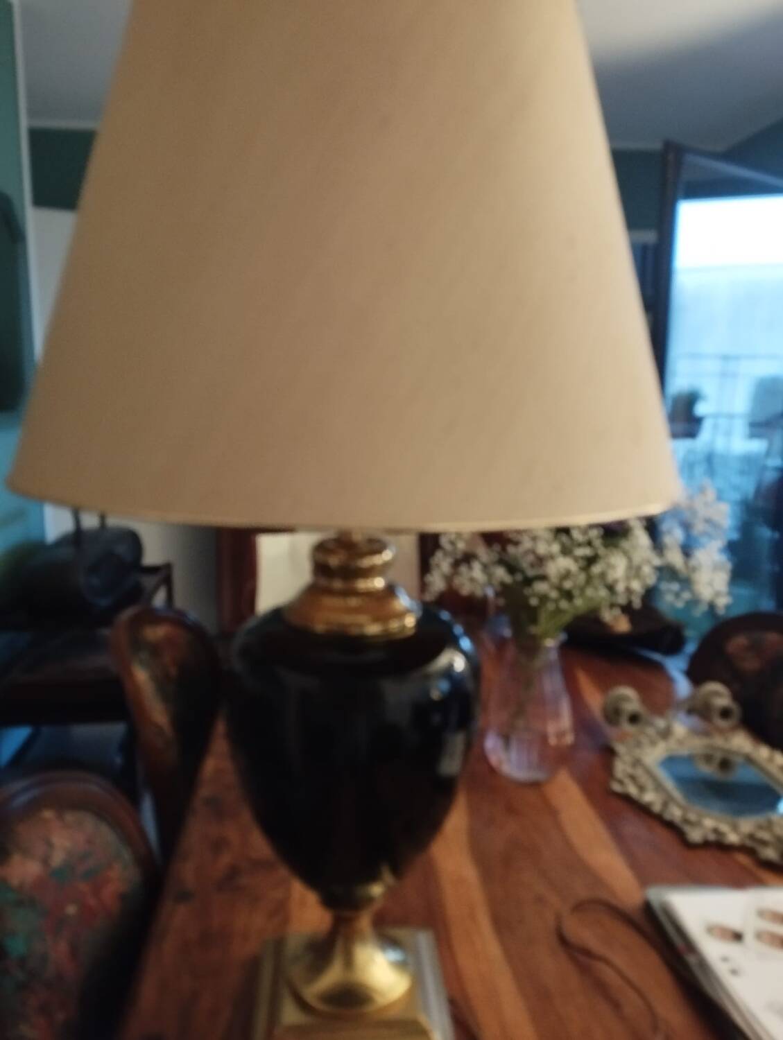 Grande Lampe de Bureau en Laiton de Maison Le Dauphin, 1970s