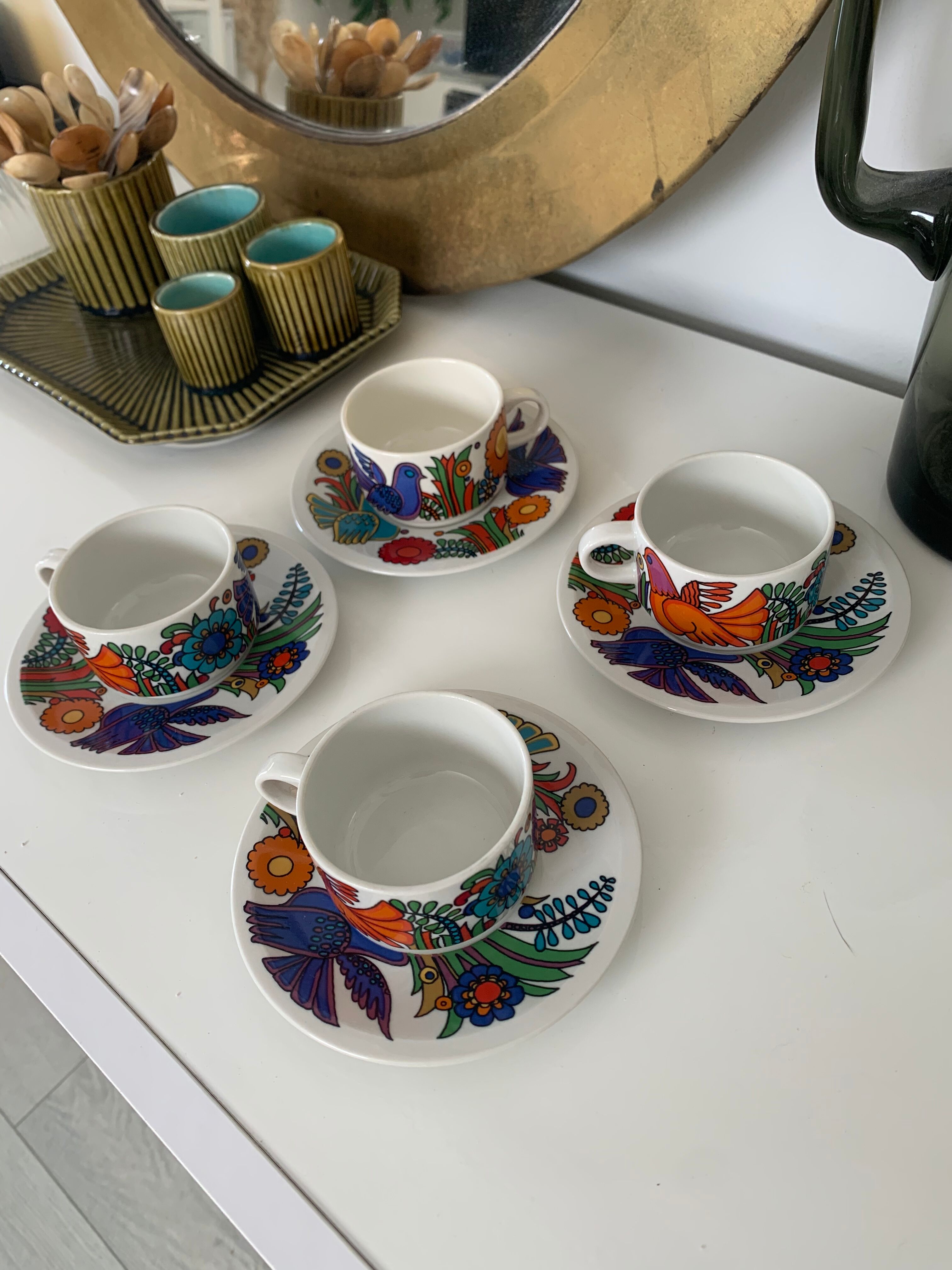 4 coffee cups Villeroy & Boch Acapulco + saucers Year 70