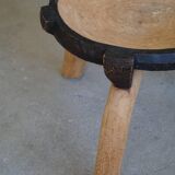 Wabi Sabi tripod stool / Solid wood side table, Scandinavia, 1950s