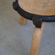 Wabi Sabi tripod stool / Solid wood side table, Scandinavia, 1950s