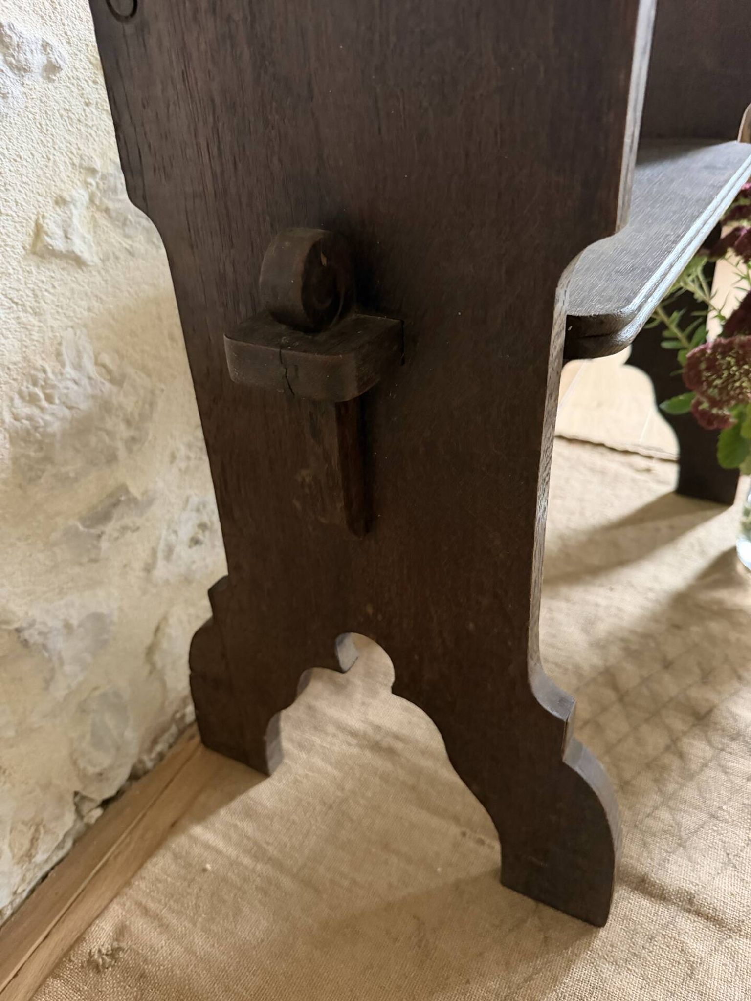Small brutalist wooden bench