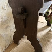 Small brutalist wooden bench