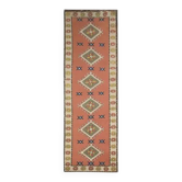 Tapis de couloir vintage turc Oushak orange fait main, années 1970