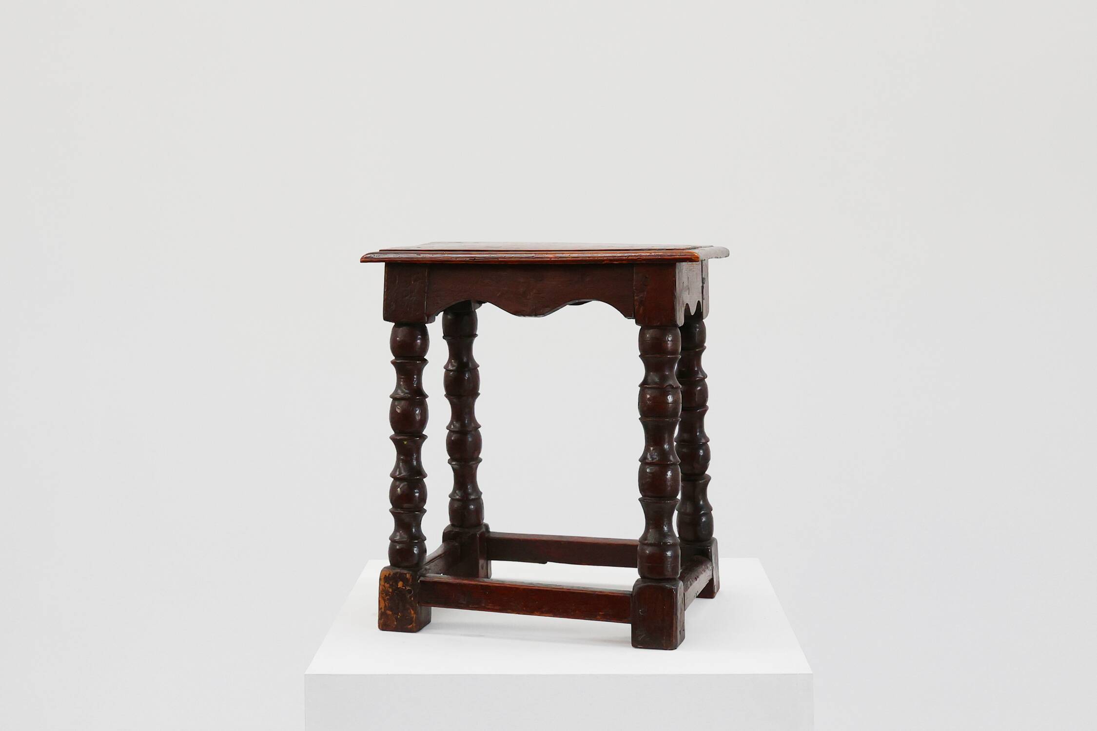 19th Century oak rectangular joint stool or table with turned legs, France