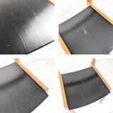 Chaise empilable vintage design danois en bois noir style scandinave Mid-Ce