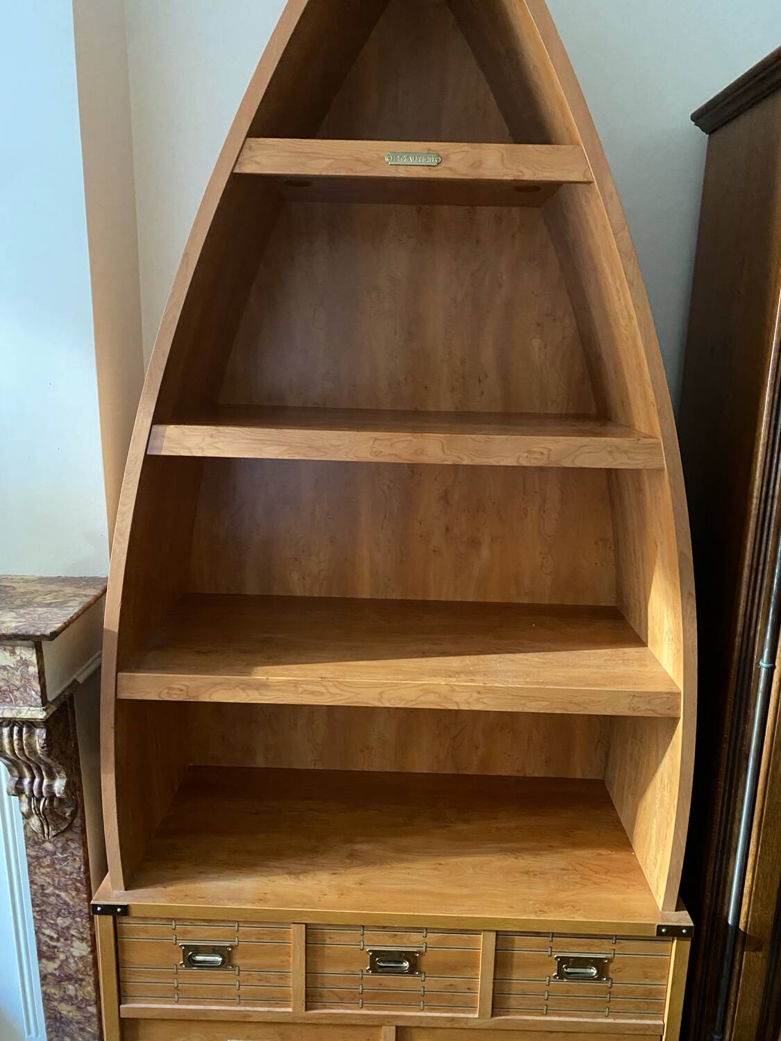 Boat-shaped bookcase - Calypso model from the Gauthier collection