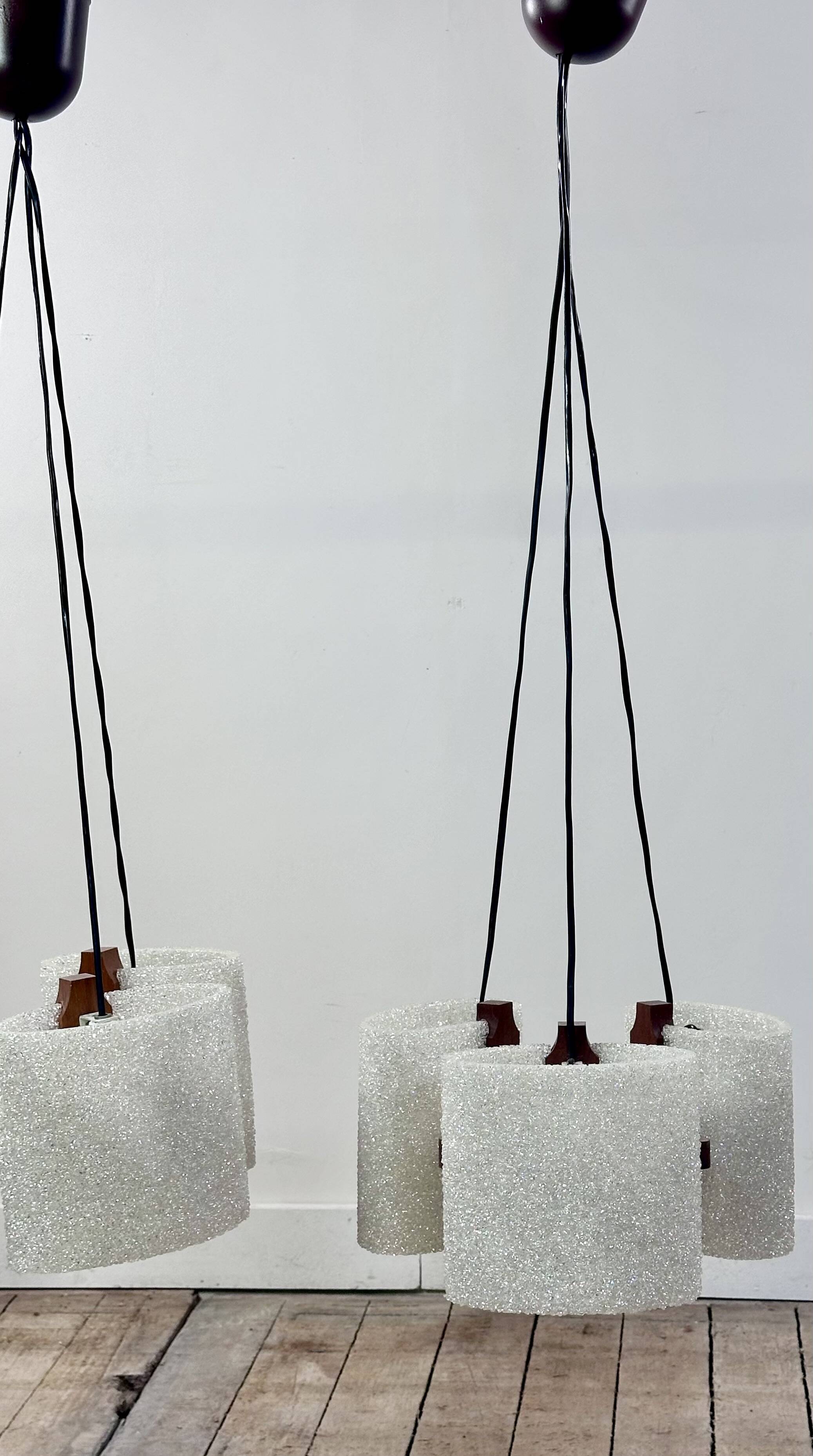 Vintage 1960s Scandinavian teak and perspex chandelier