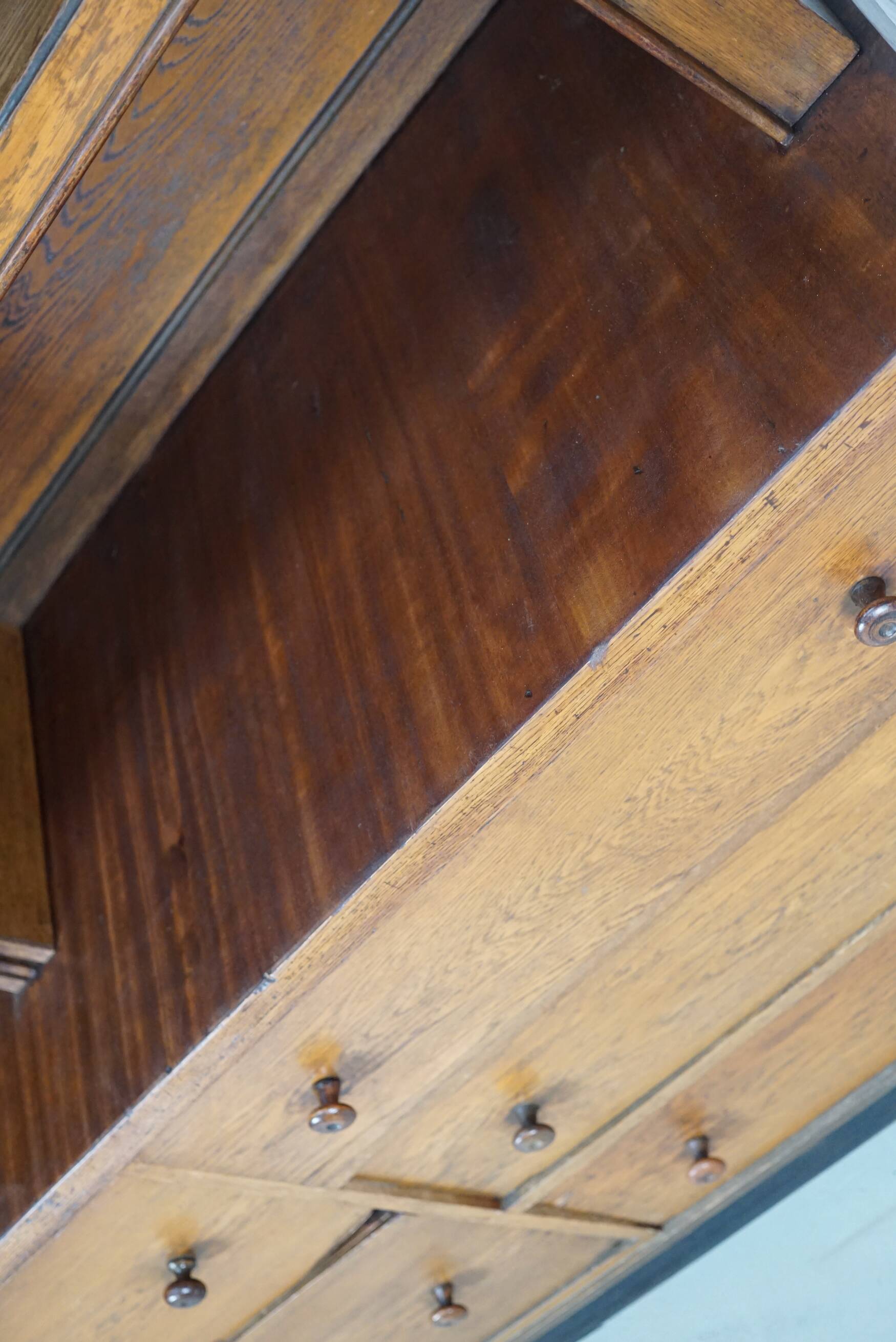 Large Antique Art Deco German Oak Chocolate Shop Cabinet, 1920s