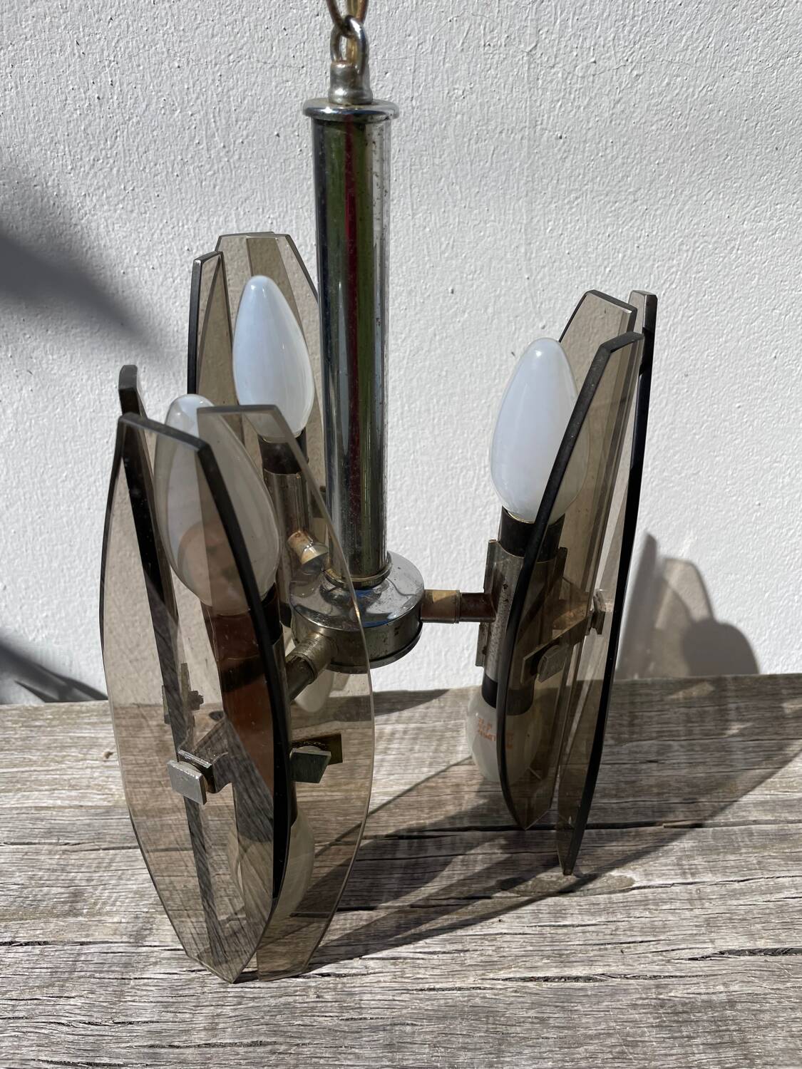 Italian smoked glass chandelier 1970 Veca