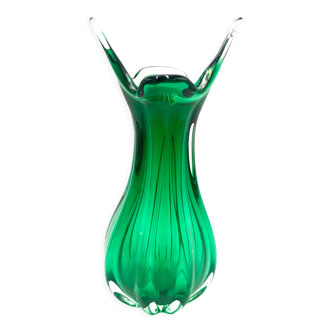 Vase vert Egermann, République tchèque, années 1970