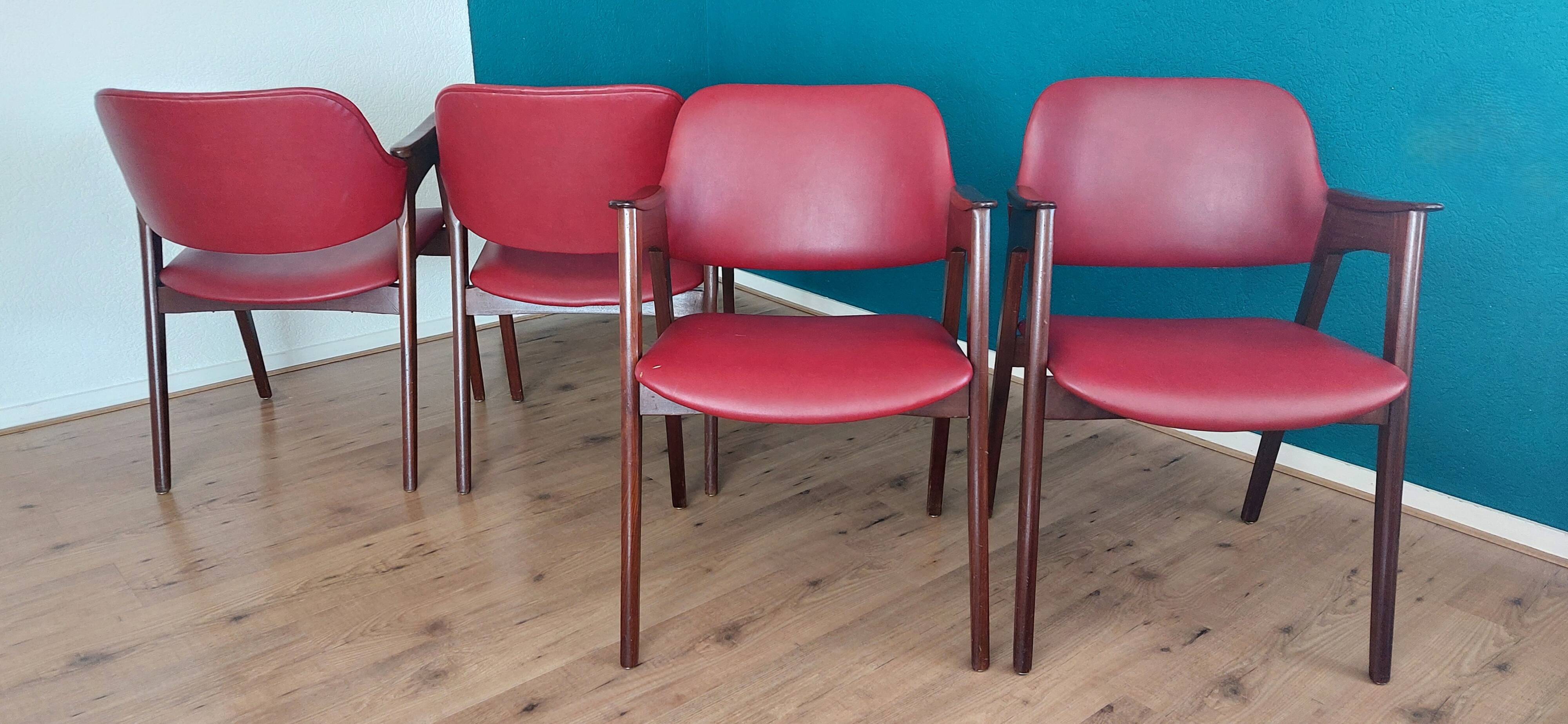Set of 4 Mid-Century Modern Teak Dining Chairs 1960's