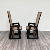 High-Backed Chairs in Lacquered Vienna Straw, 1970s, Set of 2